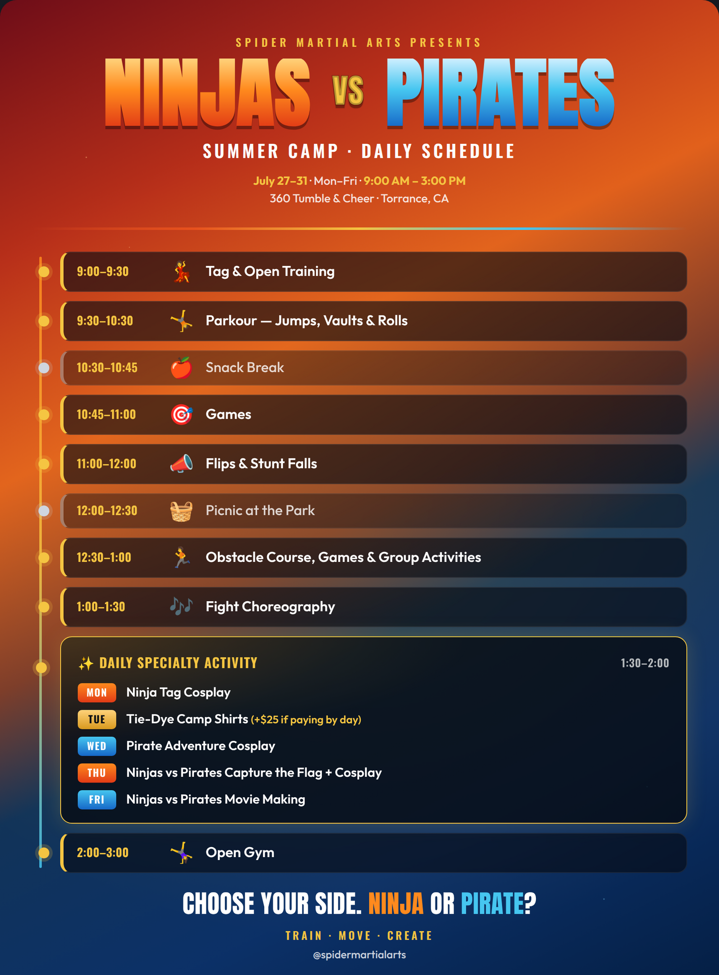 Ninjas vs Pirates Summer Camp 2026 - Day Pass
